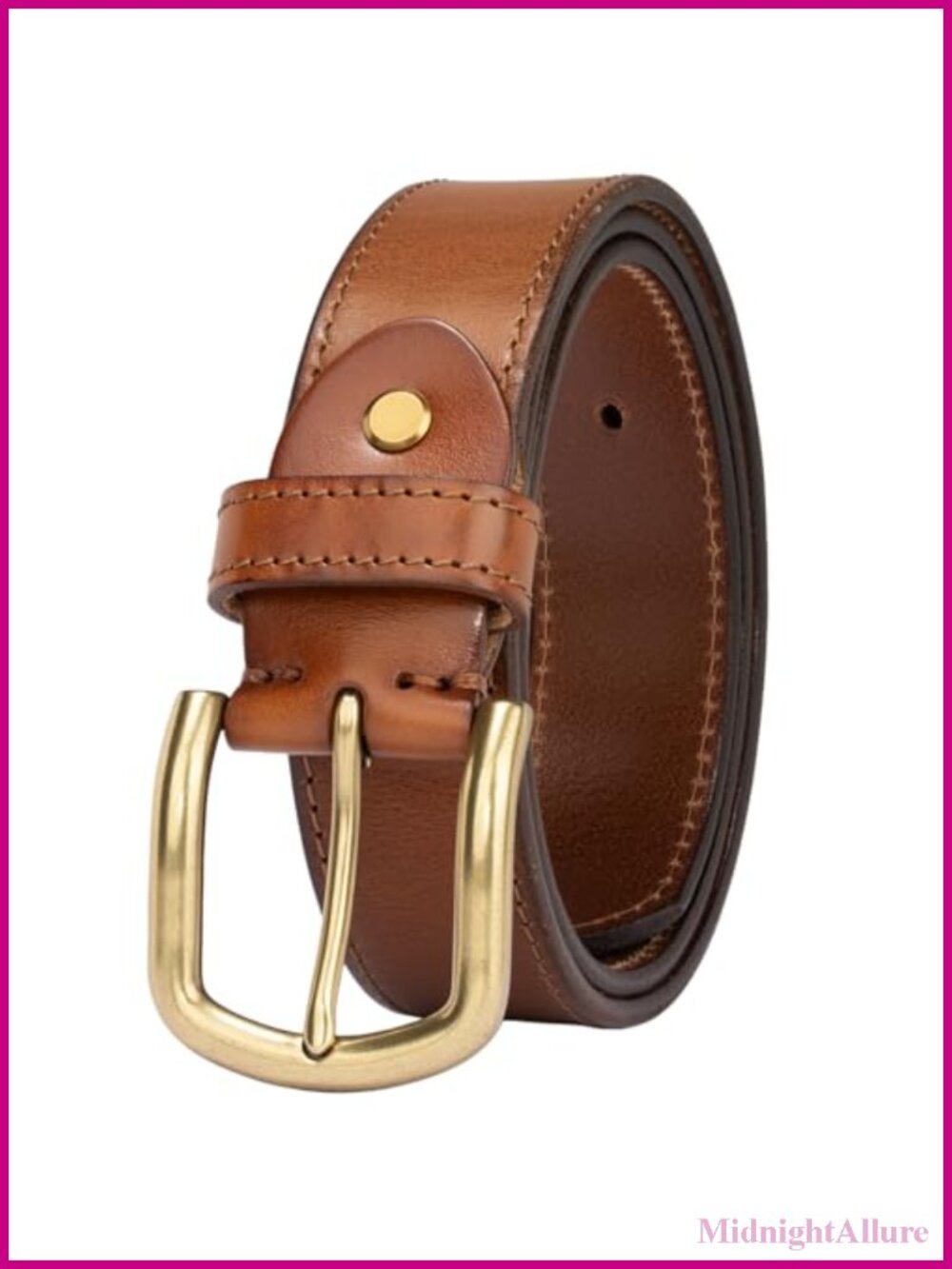 Genuine Leather Belt for Jeans Pants Gold Buckle Adjustable